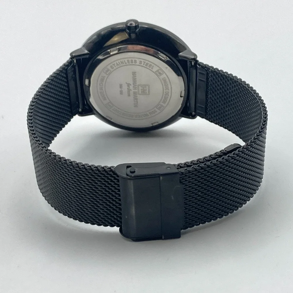 Hannah Martin Men's Watch 40mm Blackout Small Seconds Mesh Band New Battery
